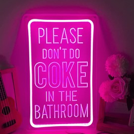 Britrio Please Dont Do Coke in the Bathroom LED Neon Sign Women Gift Bedroom Bathroom Dorm Office Game Room Bar Business Store Wall Art Decor Sign Birthday Party Christmas Gifts 5V USB Indoors Pink