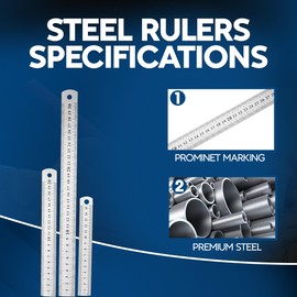 Set of 3 Stainless Steel Rulers – 12", 8", 6" Dual Marking Metric & Imperial Metal Ruler Set for DIY, Crafting, Office & Measuring – Easy-Read Markings
