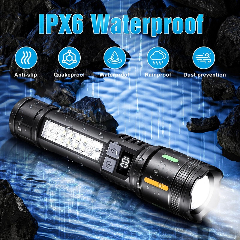 Rechargeable LED Flashlights High Lumens - 3000LM Super Bright Tactical