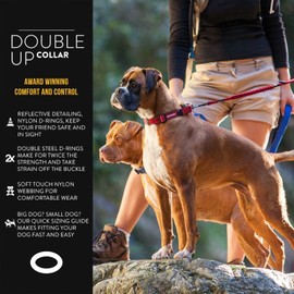 EzyDog Double Up Dog Collar – Double D-Rings for Superior Strength, Safety, and Comfort – Nylon Dog Collar with Reflective Trim and ID Attachment Point (X-Large, Red)