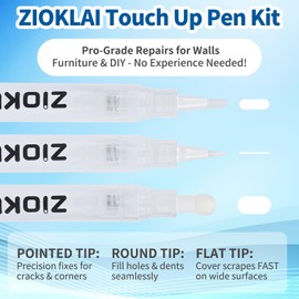ZIOKLAI Refillable Touch Up Paint Pen Set 3 Paint Touch Up Pens Fillable Pens with 3 Syringes & 3 Brush Heads (Fine, Round, Flat) for Walls, Wood, Furniture, Cabinets, DIY