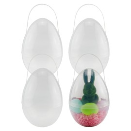 Cornucopia Brands Cornucopia Brands Jumbo Plastic Easter Eggs (4-Pack, 10-Inch); Giant Clear Egg-Shaped Buckets w/Handles