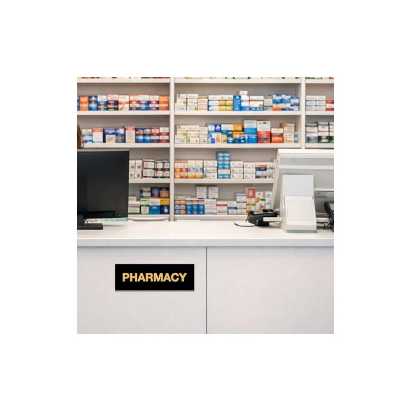 Signs ByLITA - Señal de farmacia básica, Oro cepillado, Medium