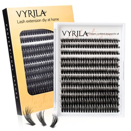 VYRILA Lash Clusters 8-16mm, False Eyelashes 288pcs, Cluster Eyelash Extensions Matte Black Soft, Diy Lash Extensions D Curl Natural Lash Clusters Faux Mink Lashes Wispy（Pizazz,288pcs,0.07,D,8-16MIX)