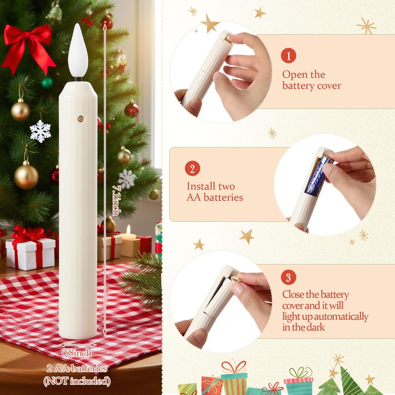 Yungyan 12 Sets Christmas Window Candles with Dusk to Dawn,