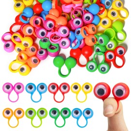 Felly Eye Finger Puppets Toys Set for Toddlers, Funny Googly Eye Rings Educational Kids Toys, Role-Playing, Classroom Creativity Rewards, Party Favorsfor 2, 3, 4, 5, 6 Boys Girls(100pcs Random Color)
