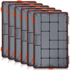 Wonderjune Fishing Tackle Boxes Waterproof 3700 Tackle Trays with Removable Dividers Plastic Storage Organizer Bait Vault Camouflage Box for Freshwater Saltwater (Orange)