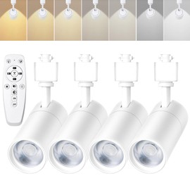 Motrackcao White 20W Track Lighting Heads,2700K-6500K Stepless Dimming H Type LED Track Light Heads Dimmable Rail Ceiling Spotlight Fixtures Accent,CRI90+ 24° 1800LM,4 Pack