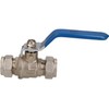 2pk 15mm Lever Ball Valve Blue & Red Handle Brass