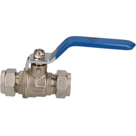 2pk 15mm Lever Ball Valve Blue & Red Handle Brass Compression Fitting Shut-Off