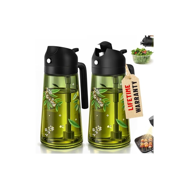 COOLMI 2-in-1 Olive Oil Sprayer and Dispenser Bottle Set