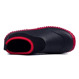 SYLPHID Men's Garden Shoes Women's Rain Shoe Waterproof Neoprene Camp Booties for Camping, Lawn Care, Gardening and Yard Work, Red, Women Size 7.5, Men Size 6