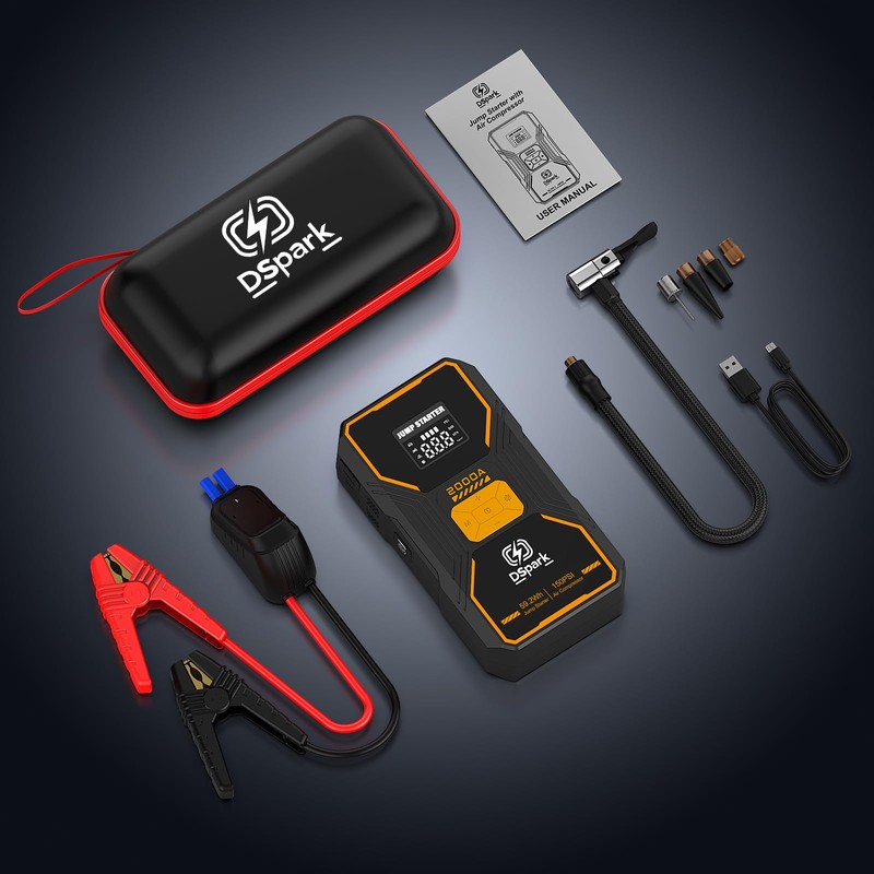 Dspark B31 2000A Jump Starter with 150PSI Air Compressor,Jump Starter