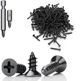 Mbsomnus 60 Pieces M3 x 6 mm Screws Set Stainless Steel 304 Wood Screws Black Cross Head Tapping Screws Screws Full Thread with Screwdriver Bit for Office Equipment Window Mounting Furniture DIY