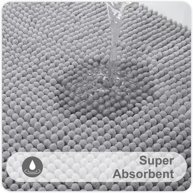 smiry Non Slip Chenille Bath Mat Set, Pack of 2,