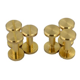 DGOL 50 Pairs Brass Backscrews Golden Leather Fasteners Sturdy Binding Rivets Belt Strap Collar Back Screws PU Studs Length (0.394inch(10mm))