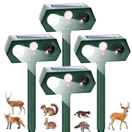 Sonic Fortress Pro Deer Repellent Devices, Racoon Repellent Outdoor Squirrel Fortress Pro IP65 Animal Repeller Cat Deterrent with Motion Sensor& Light to Scare Skunk Bear Rabbit for Garden Yard(4)