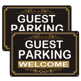 PXIYOU Welcome Guest Parking Signs Visitor Parking Only Sign Safety Warning Signs Easy Mounting Indoor Outdoor Use 2Pack-8 X 12 Inch, Red
