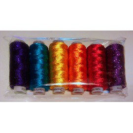 Sue Spargo Dazzle #8 Perle, 50yd Spools of Metallic Rayon for Embroidery & Embellishment (Fireworks)