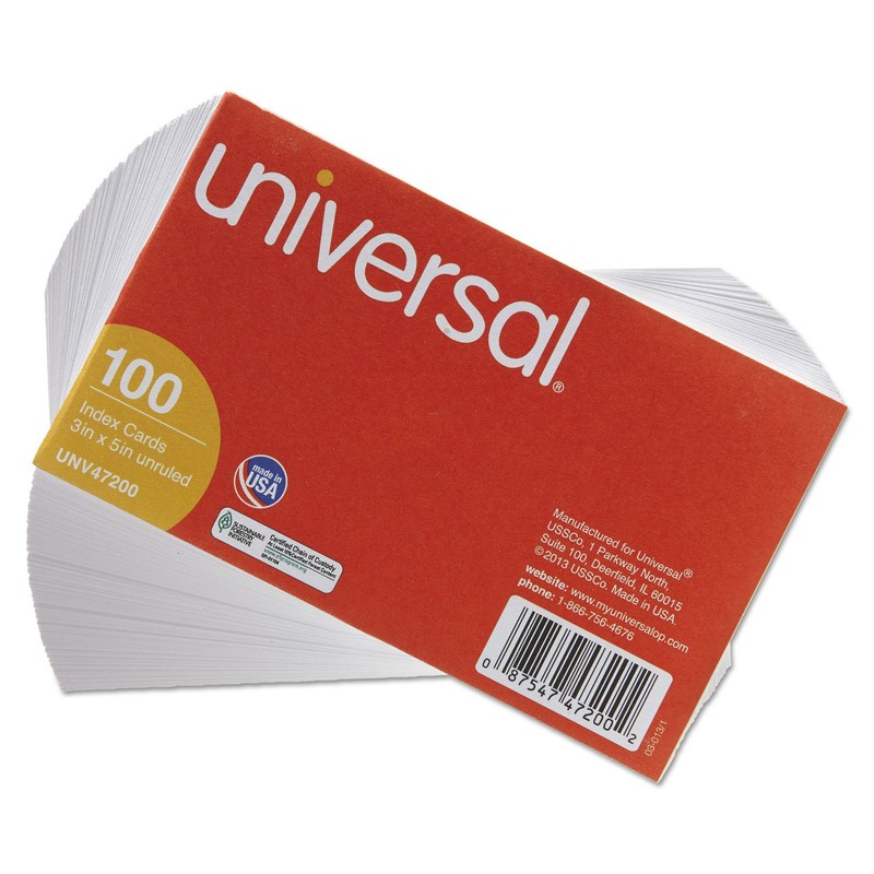 Unruled Index Cards 3 x 5 White 100/Pack