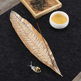 Accmor Incense Holder Set, Leaf and Snail Incense Burner, Incense Ash Catcher, Incense Sticks Holder for Counters, Meditation Room, Yoga, Home, Office, Gold