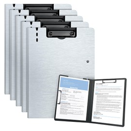 URbantin A4 Clipboard,5 Pack A4 Foldable Clipboards with Two Clips File Document Organiser,A4 Clipboards Clip Board for Business,Office,School or Restaurant (Grey)