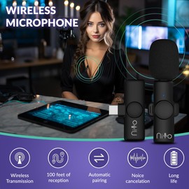 NiYo USB-C Lapel Microphone: Elite Audio Quality for Content Creators, Podcasters & Tech Enthusiasts, Video Recording, Reels, Shorts, YouTube, Vlog, TikTok & More (Red (2 Mics 1 Receiver))