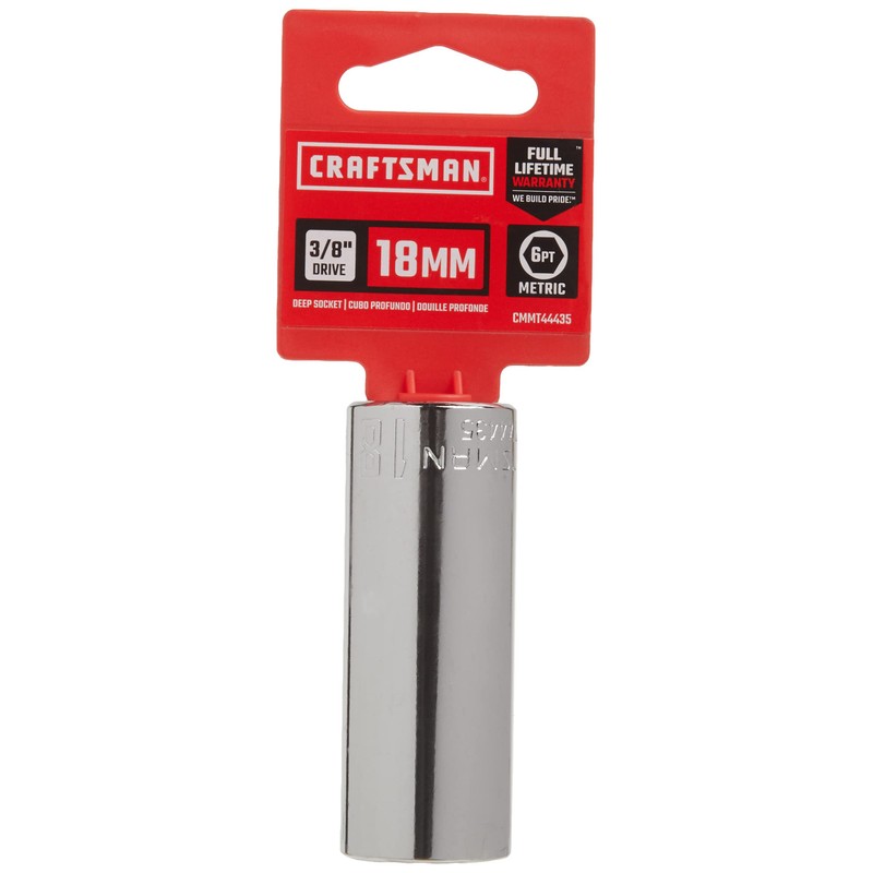 CRAFTSMAN Deep Socket, Metric, 3/8-Inch Drive, 18mm, 6-Point (CMMT44435)