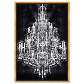 The Oliver Gal Artist Co. Fashion and Glam Framed Wall Art Canvas Prints 'Montecarlo Crystal' Chandeliers Home Décor, 16 in x 24 in, White, Black