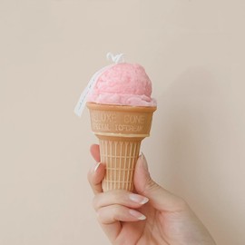 Ice Cream Cone Shaped Scented Candle,140G 4PACK Handmade Pink Creamy Coffee Soy Wax Decorative Candle for Table Photo Prop,Smokeless Dessert Decor for Party,Wedding Centerpiece & Gifting