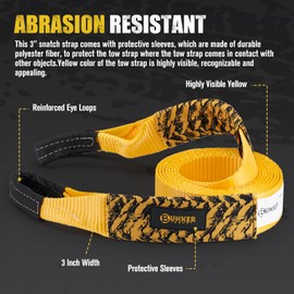 BUNKER INDUST Heavy Duty Tow Strap with Bag Recovery Kit, 3" x 20ft Tree Saver Winch Strap 35,000 lbs Recovery Straps - Emergency Vehicle Off Road Towing Rope