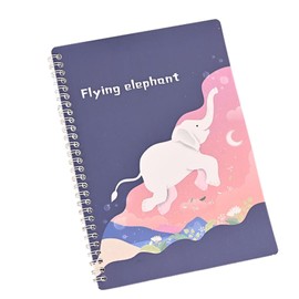 RekiLife Sticker Notebook, Removable, Peel-off, Notebook, Mount, Girls, Sticker Binder (Elephant, A5)