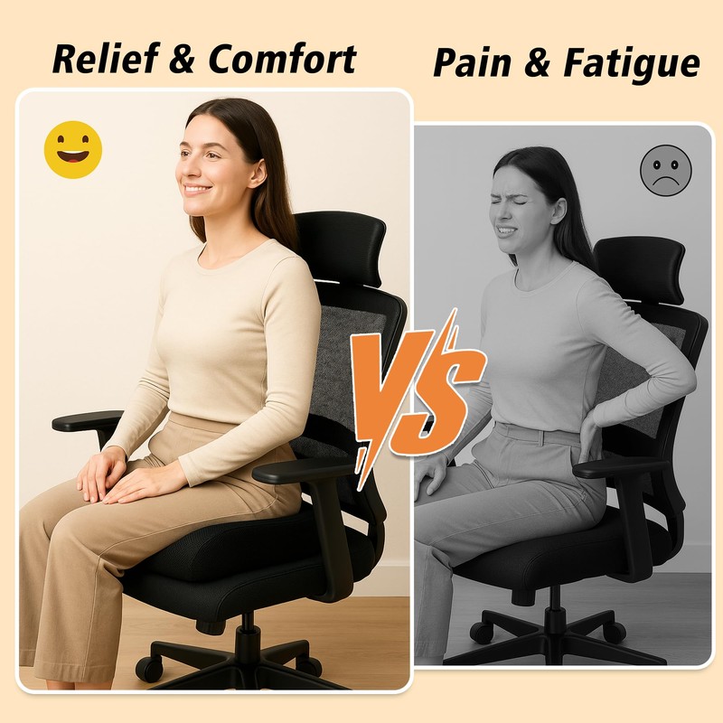Office Chair Booster Cushion — 6-Inch Extra-Thick Height Increase Seat
