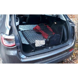 EACCESSORIES EA Rear Trunk Organizer Cargo Net for Jeep Compass 2017-2023 - Envelope Style Cargo Net for SUV - Premium Mesh Elastic Car Trunk Organizer Vehicle Carrier Storage–Compatible with Compass