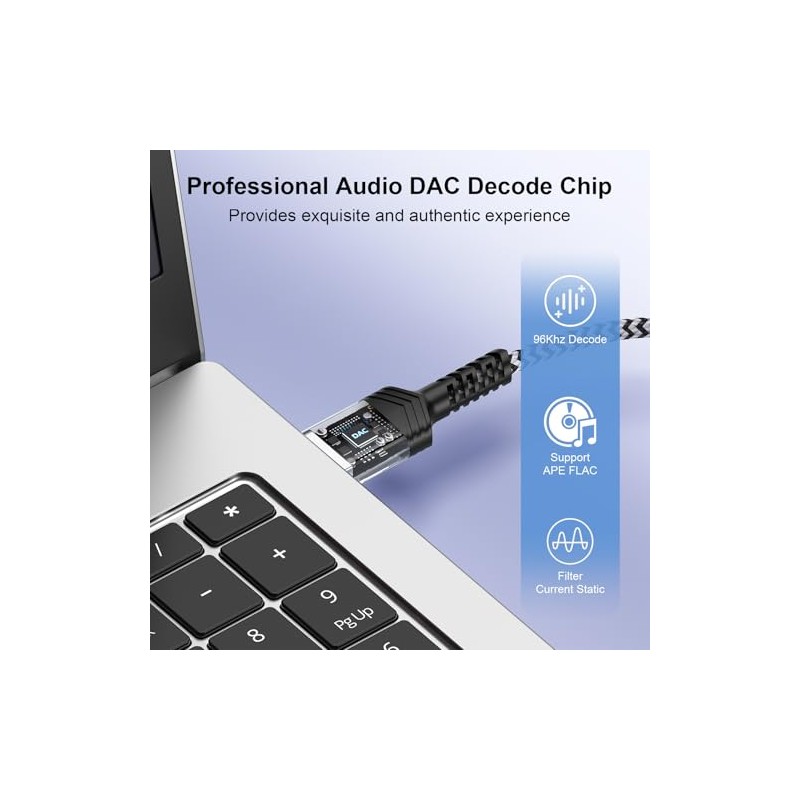 Cable USB a conector de audio AUX macho de 3.5mm,