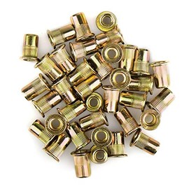 M6 Metric Rivet Nuts Zinc Plated Carbon Steel Threaded Insert Nut Nutsert Rivnuts Flat Head Knurled Body,40Pcs