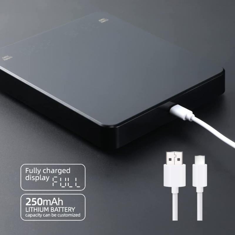 3KG/0.01G New LED Invisible Screen Charging Coffee Scale, Multi-Function Electronic