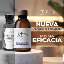 NAIMA Peeling Ácido Glicólico 30% AHA + Ácido Láctico 30%, 50ml Exfoliación Facial Química Avanzada Tratamiento para Piel Radiante Fórmula Efectiva Antimachas