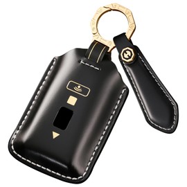 ontto Car Key Case Cowhide Leather Remote Control Cover Fits Rolls-Royce Ghost Phantom Dawn Cullinan Spectre Wraith Black Badge Key Case Key Fob B Black