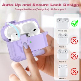 R-fun Compatible with AirPods Pro 2nd Generation/1st Generation Headphone Cases, Fully Drop-Proof Car Eject Protective Case Design, New Charging Port Dust and Stand Design, Purple