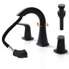 BRAVEBAR Pull Down Bathroom Faucet Black- Matte Black Sink Faucet