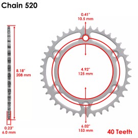 Caltric Rear Wheel Chain Sprocket For Honda CRF250 2013-2021 41201-KCV-680 41201-KZZ-J00