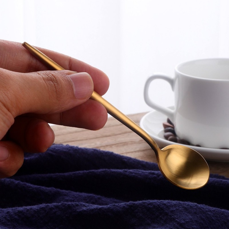 Bisda Portuguese Coffee Spoon Tea Spoon Set, Gold, 18-8 Stainless
