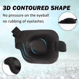 RIKEYO 2Pcs 3D Eye Patches for Adults, Adjustable Medical Eyepatch,Black(Left)