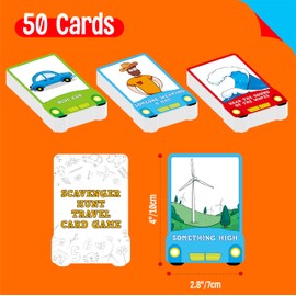 SpriteGru 50PCS Travel Scavenger Hunt Card Game, Road Trip Car Games Fun Eye Find & Seek Card Game Funny Activity for Activities for Family Vacations, Road Trips and Car Rides, Ages 4 and Up
