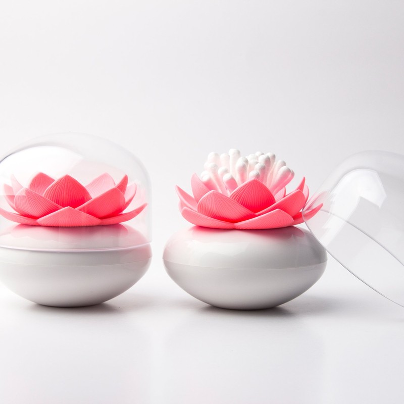 Qualy-Cotton Bud Box Lotus White/Pink