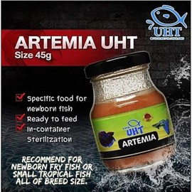 A.D.P. UTH Fish Food Fresh Artemia Cysts Brine Shrimp 45 g. Tropical Fish Food Grow Faster & Color Enhancer Slow Sinking Like Pellets High Protein 56% for All Baby Fry Newborn Fish Feed & Small Fish