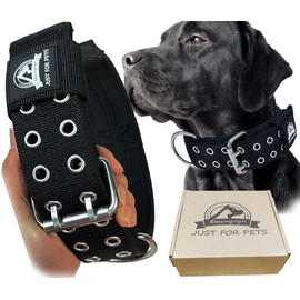 Kawagogo Large Dog Collar, Tactical Military Training Heavy Duty Dog Collar for Extra Large Breeds,German Sherd Rottweiler Pitbull 17''-22'', Black