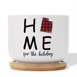 DecStic Utah Buffalo Check Home for The Holiday Ceramic Planter Bible Verse Planters for Indoor Plants with Drainage Holes and Saucers Pot for Indoor Outdoor Garden