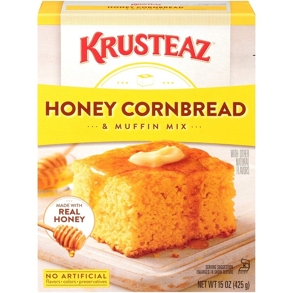 Krusteaz Honey Cornbread and Muffin Mix - No Artificial Colors, Flavors or Preservatives - 15 OZ (Pack of 3)